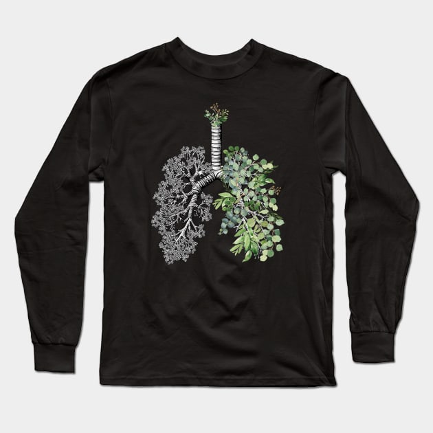 Lung Anatomy / Cancer Awareness 2 Long Sleeve T-Shirt by Collagedream